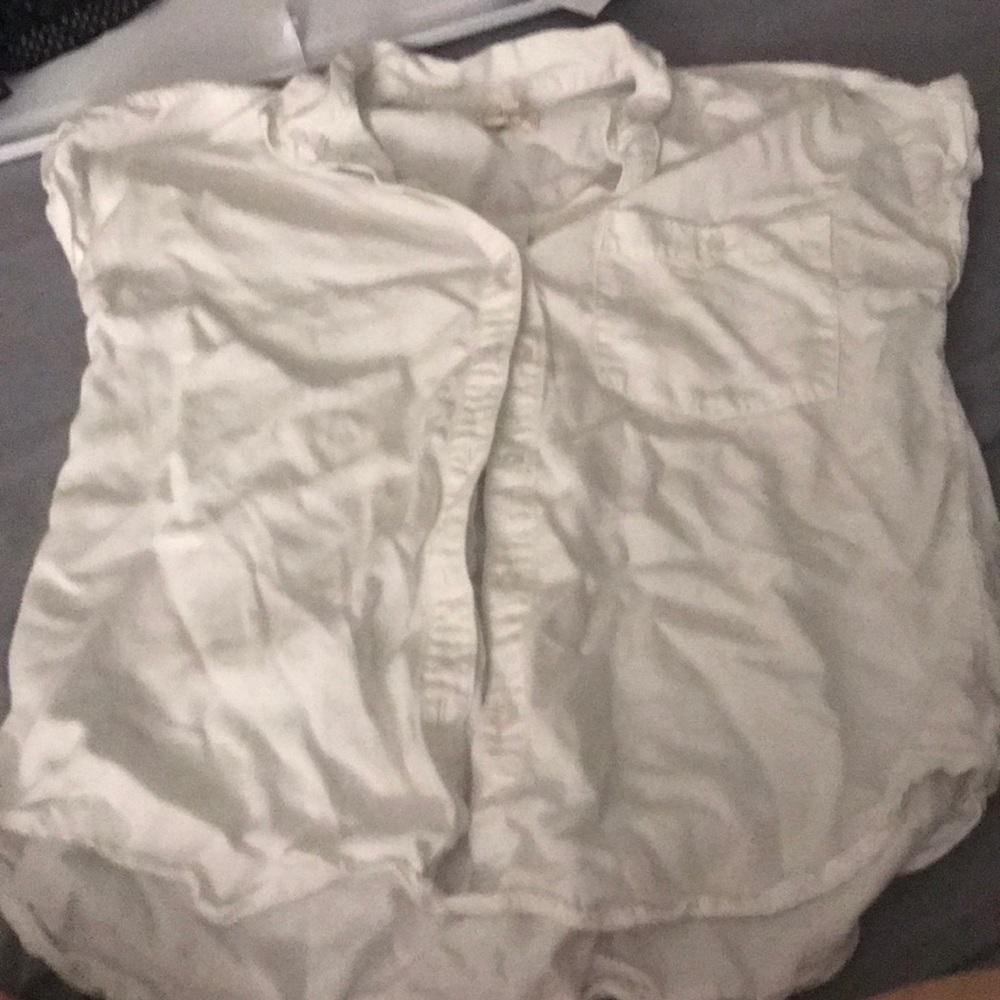 White short sleeve button down